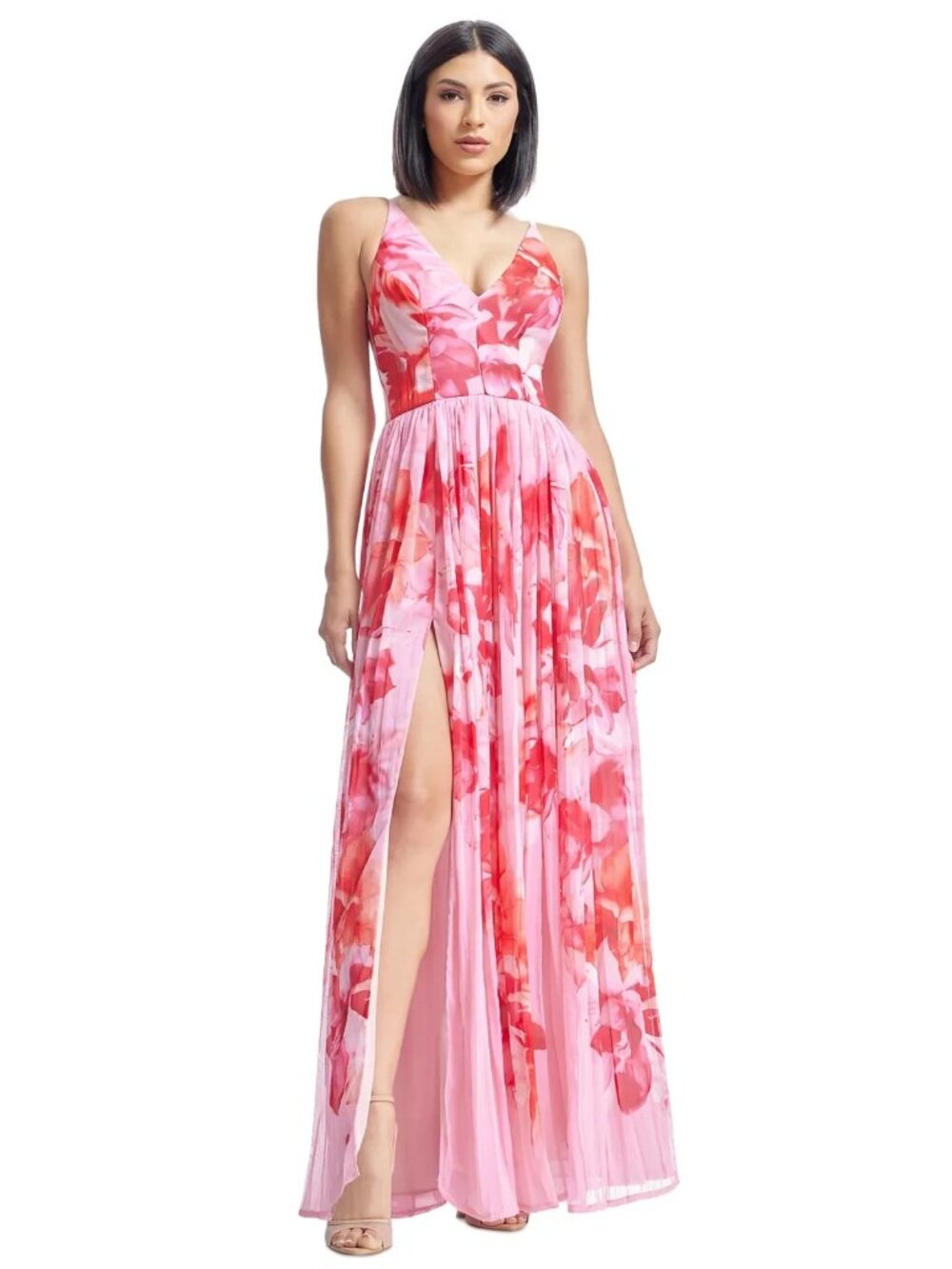 Dress The Population Blush Pink Alyssa Floral-Print Gown